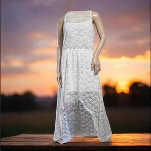 Forever 21 Ethereal Lace High-Low Dress Wedding Bridal Timeless Elegance Size L